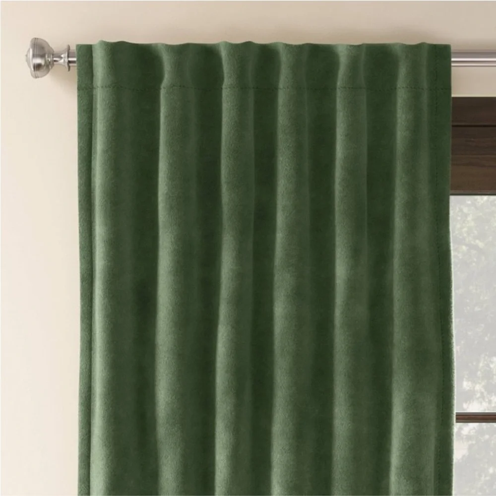 THRESHOLD NWT 2pc blackout velvet curtain panels -green -63”